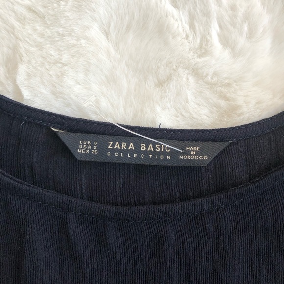 NEW Zara Navy Long Sleeves Top Asymmetrical Sz XS - Picture 3 of 4